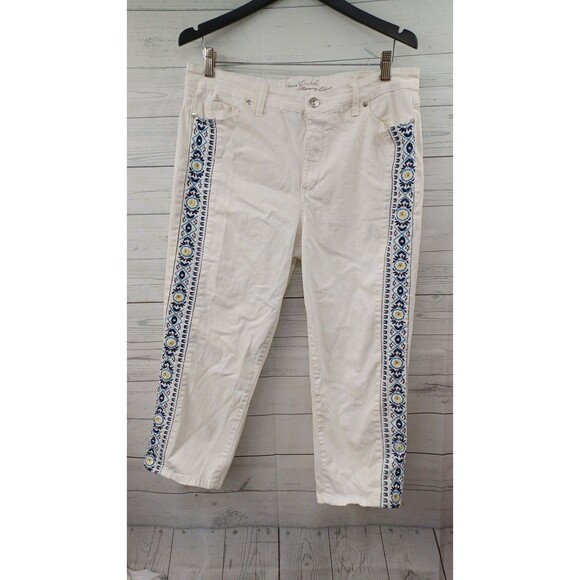 Gloria Vanderbilt Pants - Boho Gloria Vanderbilt Jorzdyn White Embroidered Size 14 Capri Slimming Effect